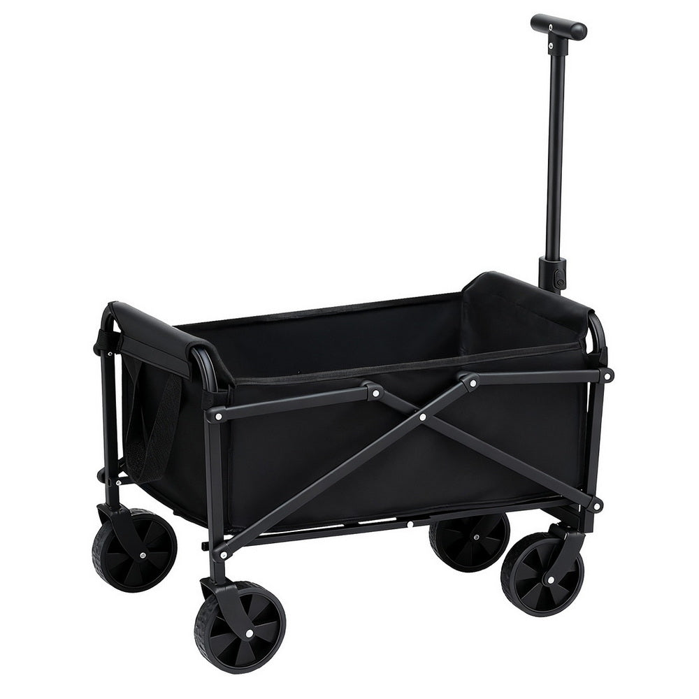 Gardeon Garden Cart Folding Trolley Camping Wagon Barrow Outdoor Beach Black XFEL-GCT-OX-BK