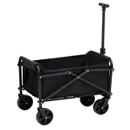 Gardeon Garden Cart Folding Trolley Camping Wagon Barrow Outdoor Beach Black XFEL-GCT-OX-BK