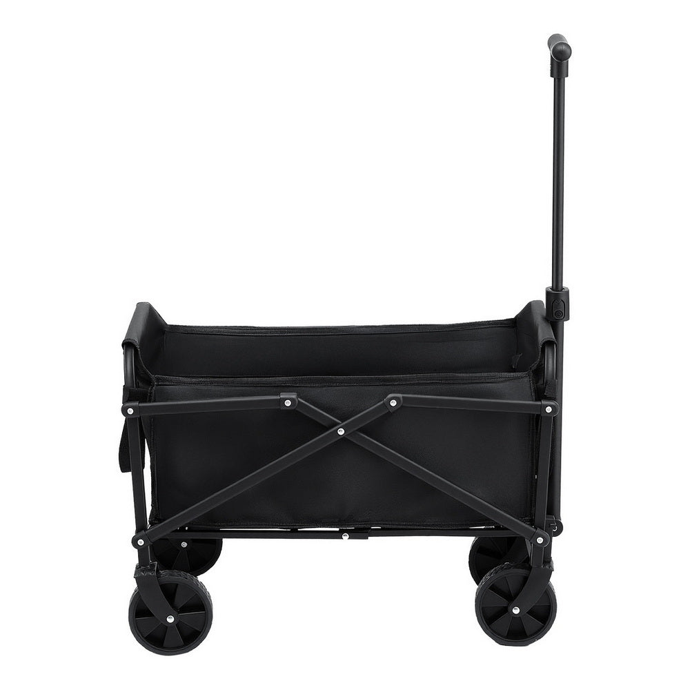 Gardeon Garden Cart Folding Trolley Camping Wagon Barrow Outdoor Beach Black XFEL-GCT-OX-BK