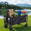 Gardeon Garden Cart Folding Trolley Camping Wagon Barrow Outdoor Beach Black XFEL-GCT-OX-L-BK