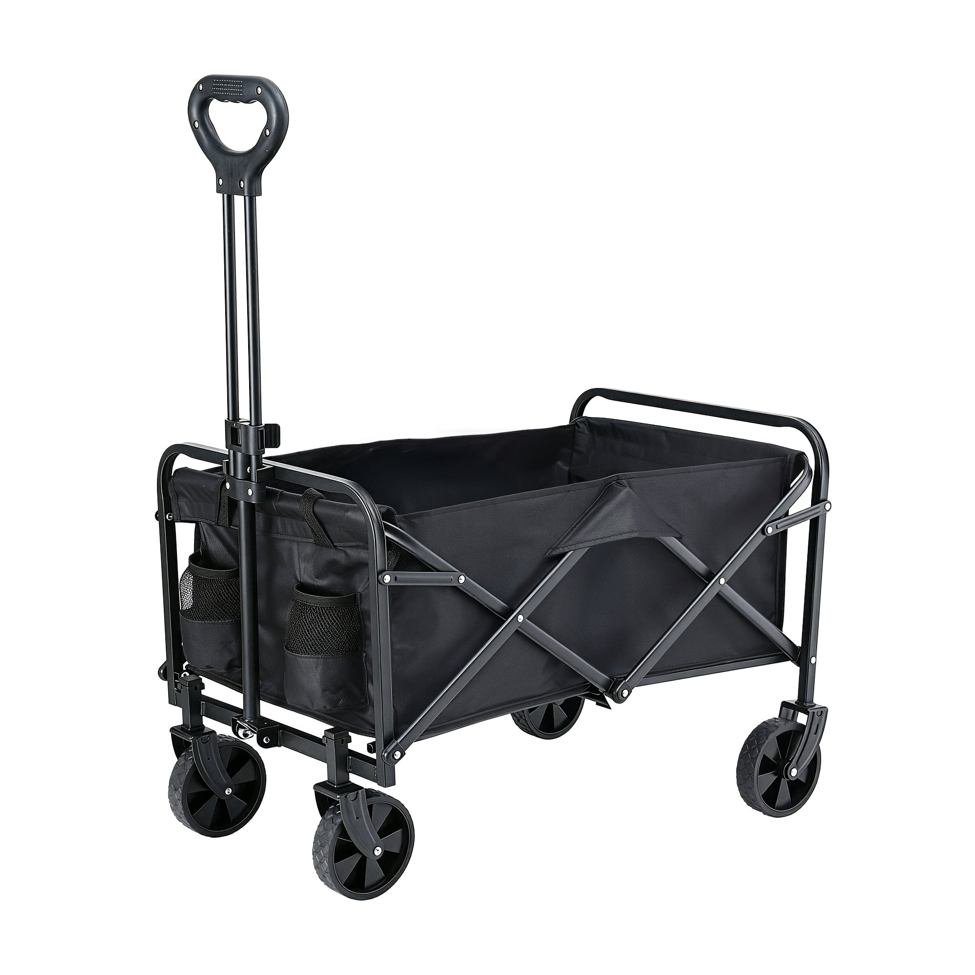 Gardeon Garden Cart Folding Trolley Camping Wagon Barrow Outdoor Beach Black XFEL-GCT-OX-L-BK