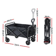 Gardeon Garden Cart Folding Trolley Camping Wagon Barrow Outdoor Beach Black XFEL-GCT-OX-L-BK