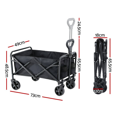 Gardeon Garden Cart Folding Trolley Camping Wagon Barrow Outdoor Beach Black XFEL-GCT-OX-L-BK
