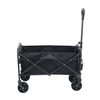 Gardeon Garden Cart Folding Trolley Camping Wagon Barrow Outdoor Beach Black XFEL-GCT-OX-L-BK