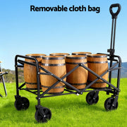Gardeon Garden Cart Folding Trolley Camping Wagon Barrow Outdoor Beach Black XFEL-GCT-OX-L-BK
