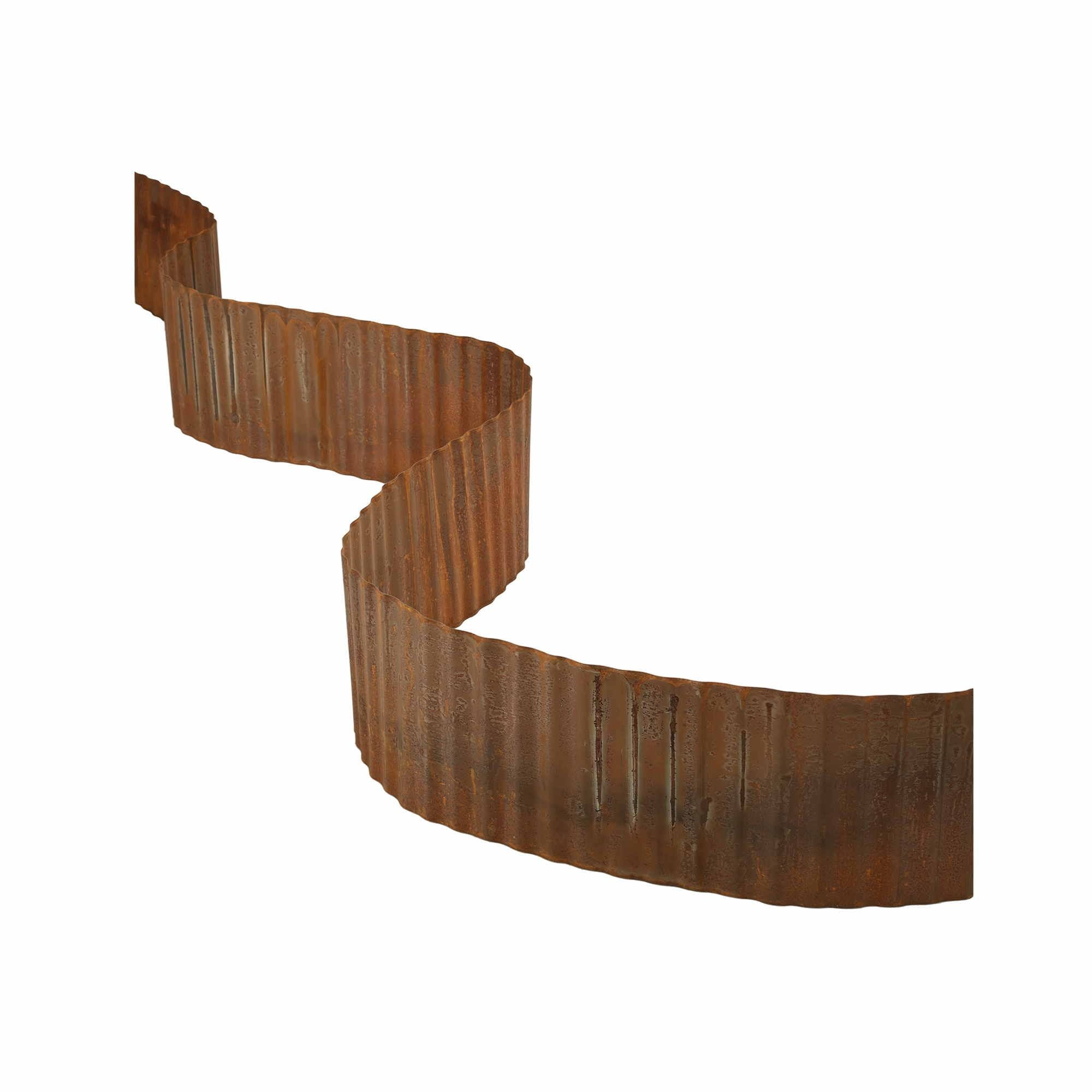 Green Fingers Garden Edging 10ft Metal Flexible Garden Border Corrugated Steel Lawn Edging Rust XFEL-GED-10FT-BZ