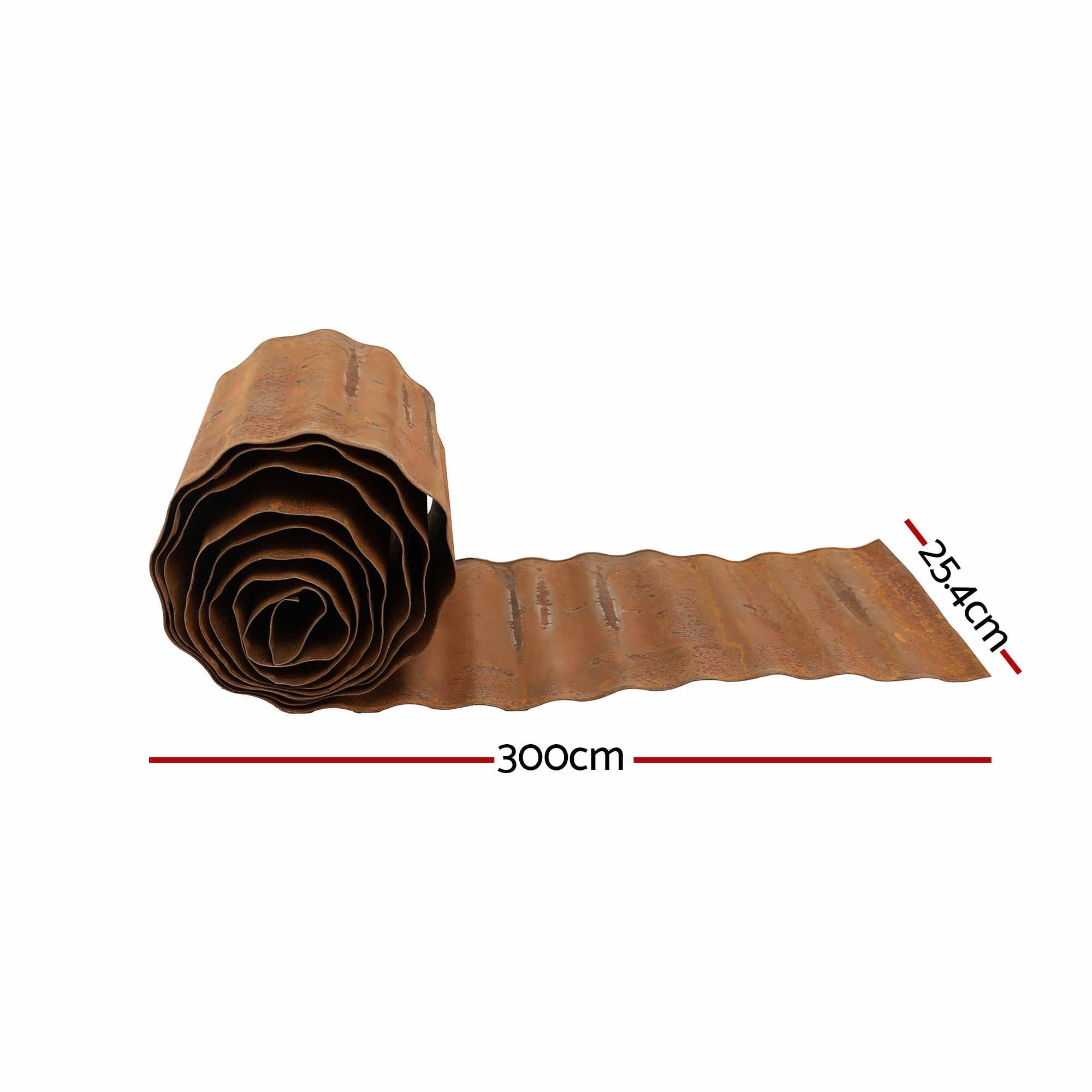 Green Fingers Garden Edging 10ft Metal Flexible Garden Border Corrugated Steel Lawn Edging Rust XFEL-GED-10FT-BZ