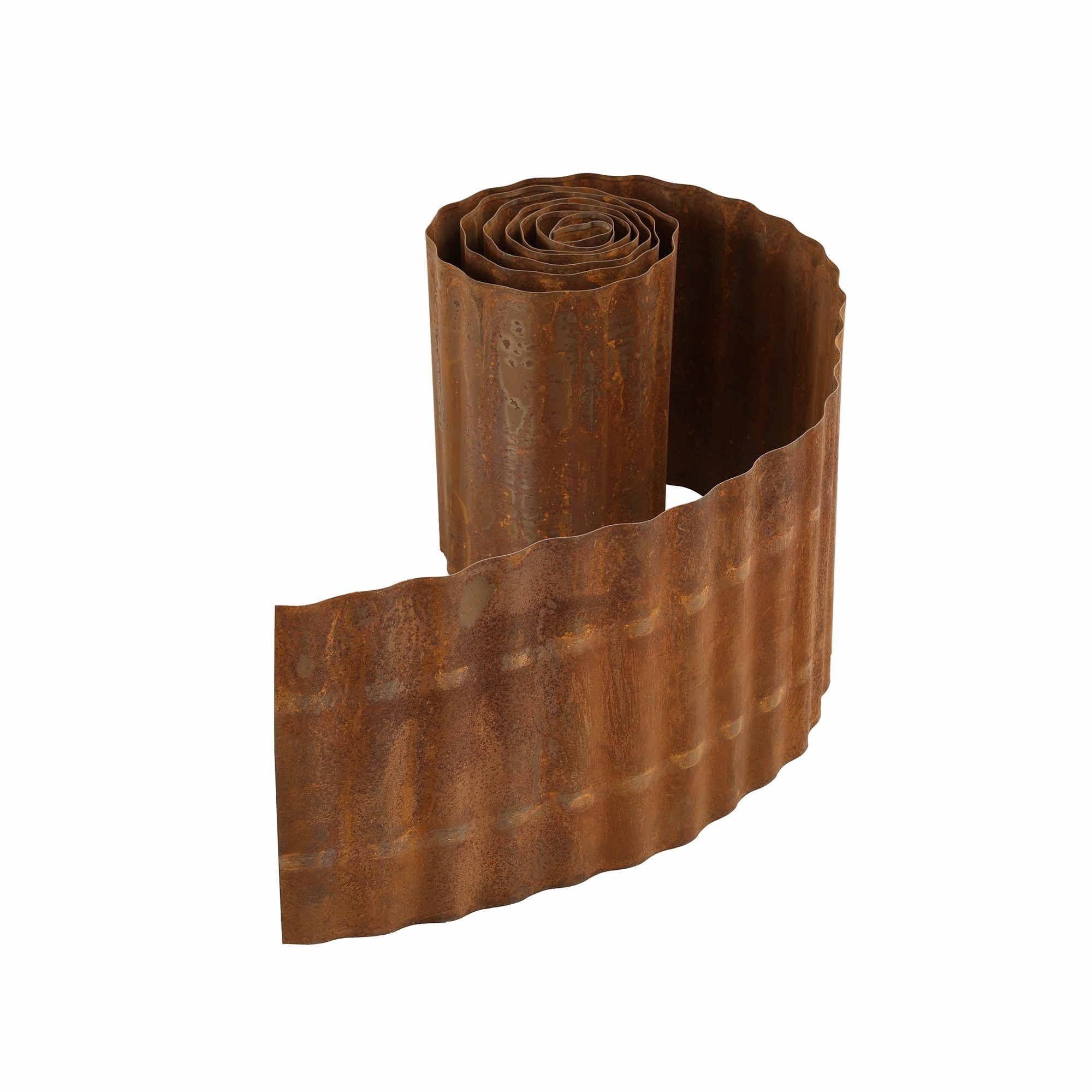 Green Fingers Garden Edging 10ft Metal Flexible Garden Border Corrugated Steel Lawn Edging Rust XFEL-GED-10FT-BZ