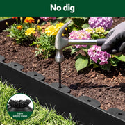 Green Fingers Garden Edging 33ft 30pcs Flexible Garden Border Plastic Lawn Edging Black XFEL-GED-33FT-30PCS-BK
