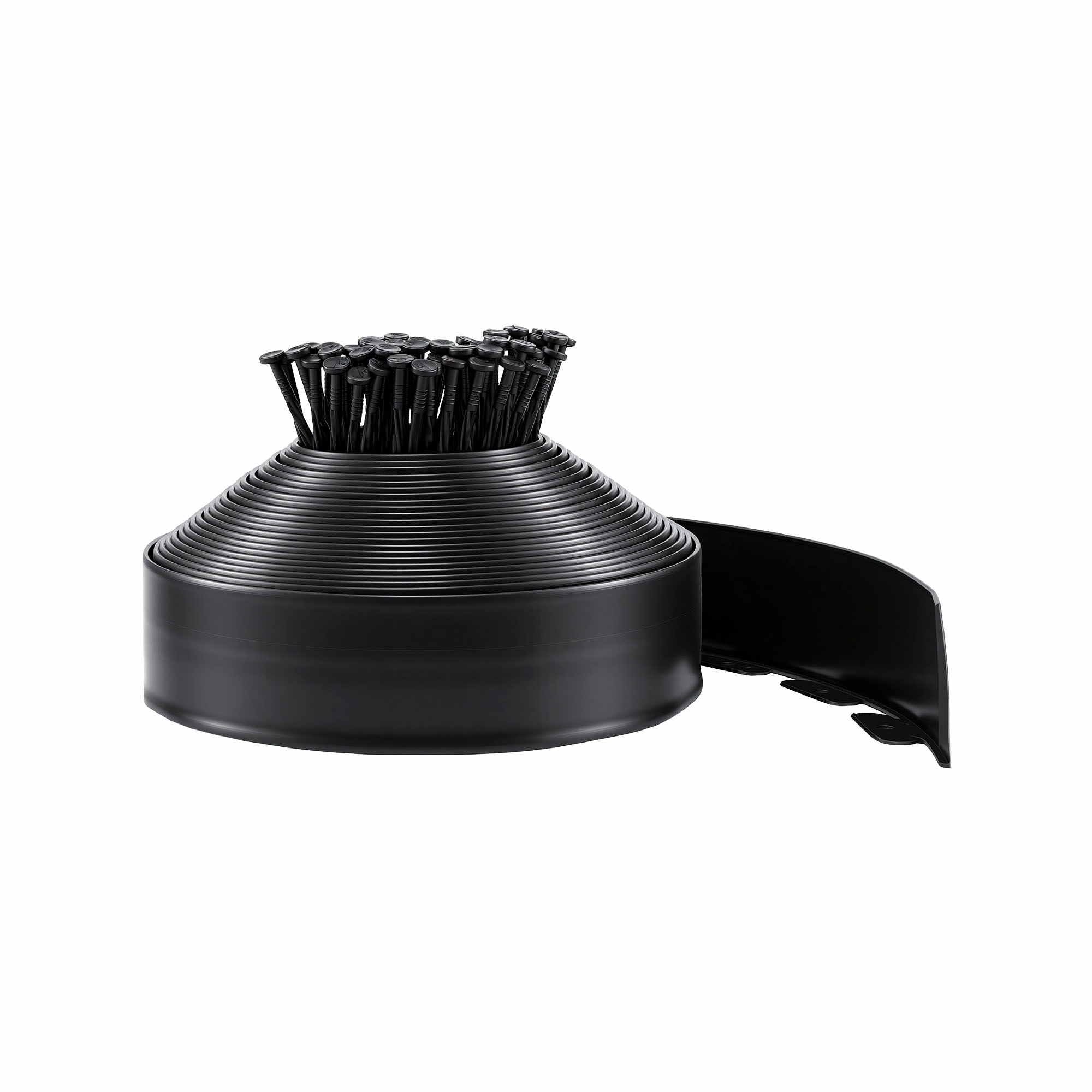 Green Fingers Garden Edging 60ft 30pcs Flexible Garden Border Plastic Lawn Edging Black XFEL-GED-66FT-30PCS-BK