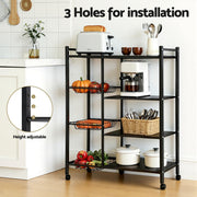 Artiss 4-Tier Kitchen Rack Microwave Bakers Storage Shelf with 3 Baskets Wheels XFEL-KR-MEL-4S-80-GR