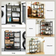 Artiss 4-Tier Kitchen Rack Microwave Bakers Storage Shelf with 3 Baskets Wheels XFEL-KR-MEL-4S-80-GR
