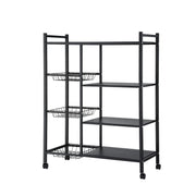 Artiss 4-Tier Kitchen Rack Microwave Bakers Storage Shelf with 3 Baskets Wheels XFEL-KR-MEL-4S-80-GR