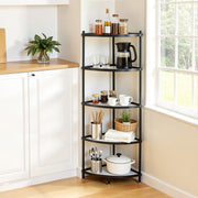 Artiss 5-Tier Kitchen Corner Shelf Rack Stand Microwave Metal Storage Shelves XFEL-KR-MEL-COR5S-49-BK