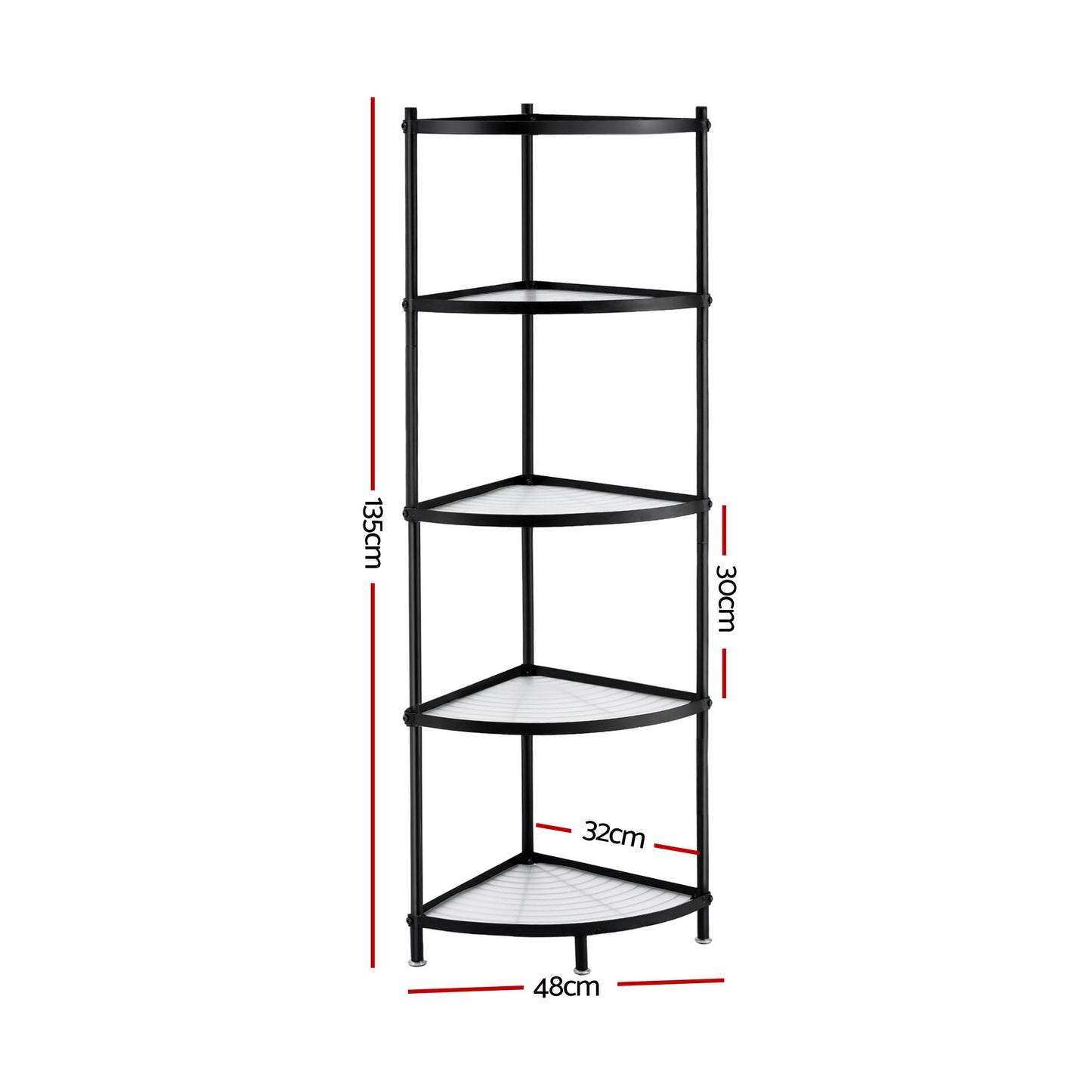Artiss 5-Tier Kitchen Corner Shelf Rack Stand Microwave Metal Storage Shelves XFEL-KR-MEL-COR5S-49-BK