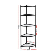 Artiss 5-Tier Kitchen Corner Shelf Rack Stand Microwave Metal Storage Shelves XFEL-KR-MEL-COR5S-49-BK