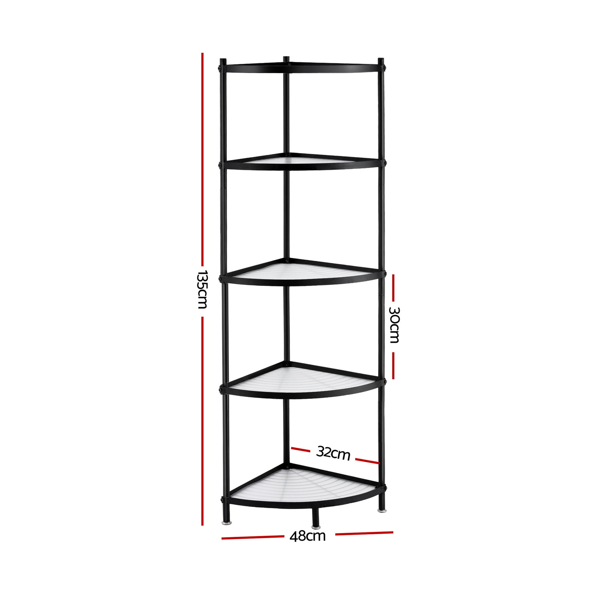 Artiss 5-Tier Kitchen Corner Shelf Rack Stand Microwave Metal Storage Shelves XFEL-KR-MEL-COR5S-49-BK