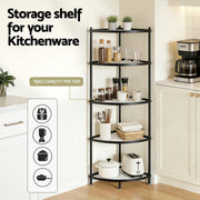 Artiss 5-Tier Kitchen Corner Shelf Rack Stand Microwave Metal Storage Shelves XFEL-KR-MEL-COR5S-49-BK