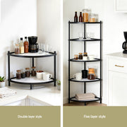 Artiss 5-Tier Kitchen Corner Shelf Rack Stand Microwave Metal Storage Shelves XFEL-KR-MEL-COR5S-49-BK