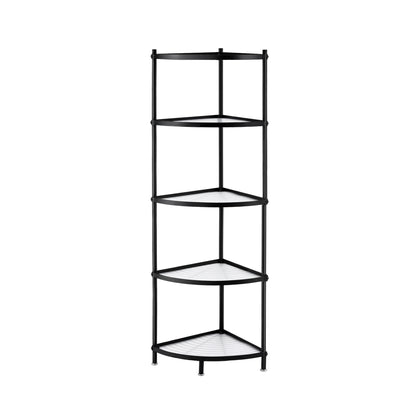 Artiss 5-Tier Kitchen Corner Shelf Rack Stand Microwave Metal Storage Shelves XFEL-KR-MEL-COR5S-49-BK