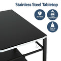 Weisshorn BBQ Camp Party Table, Garden Backyard Outdoor Cart Stainless Steel Prep Table Mobile Kitchen XFEL-TABLE-2SHE-BK