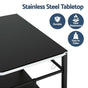 Weisshorn BBQ Camp Party Table, Garden Backyard Outdoor Cart Stainless Steel Prep Table Mobile Kitchen XFEL-TABLE-2SHE-BK