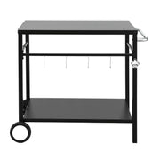 Weisshorn BBQ Camp Party Table, Garden Backyard Outdoor Cart Stainless Steel Prep Table Mobile Kitchen XFEL-TABLE-2SHE-BK