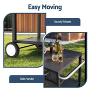 Weisshorn BBQ Camp Party Table, Garden Backyard Outdoor Cart Stainless Steel Prep Table Mobile Kitchen XFEL-TABLE-2SHE-BK