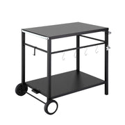 Weisshorn BBQ Camp Party Table, Garden Backyard Outdoor Cart Stainless Steel Prep Table Mobile Kitchen XFEL-TABLE-2SHE-BK