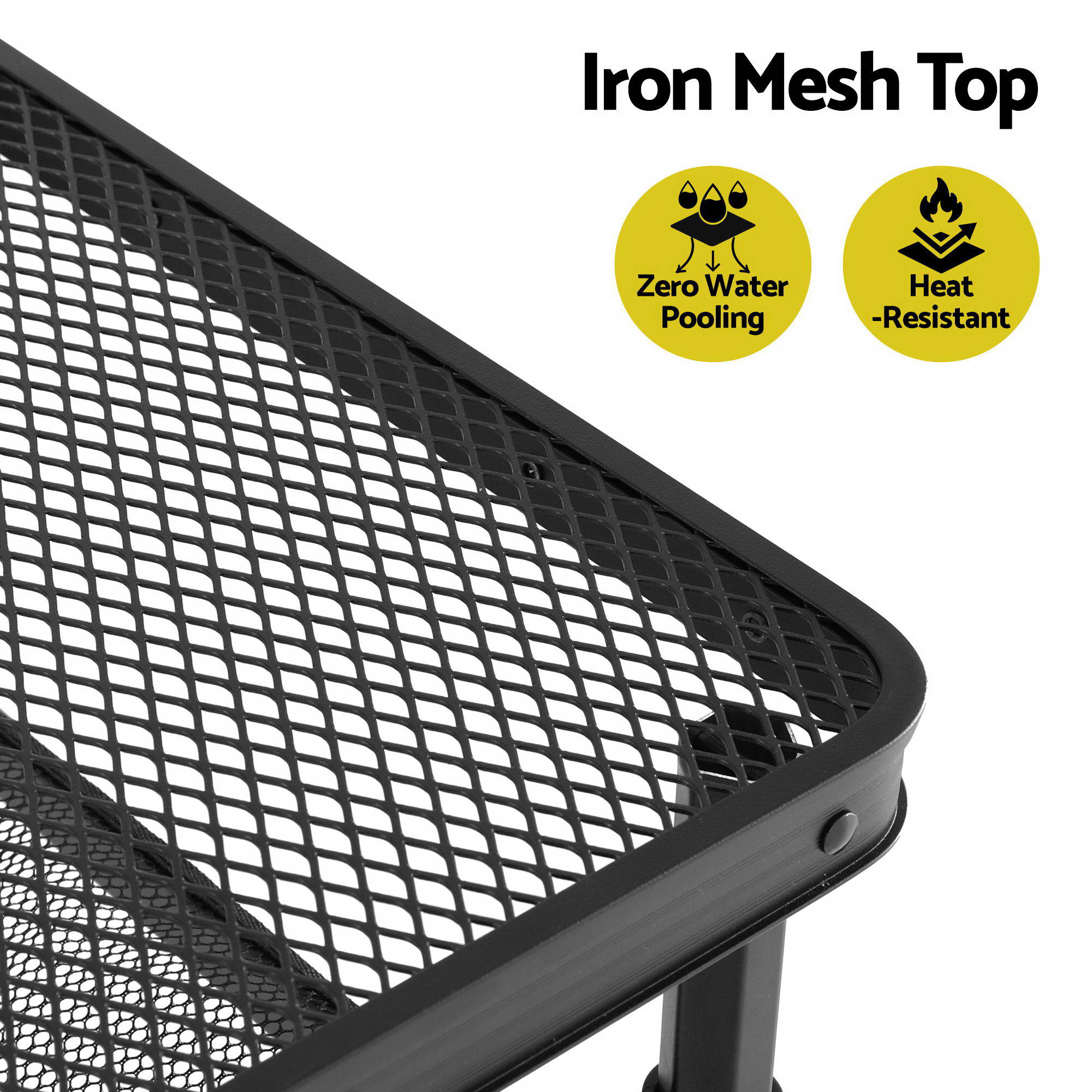 Gardeon BBQ Camp Table, 60*40*56 Portable Foldable Lightweight Grill Outdoor Metal Table 2.5kg XFEL-TABLE-MESH-60-BK