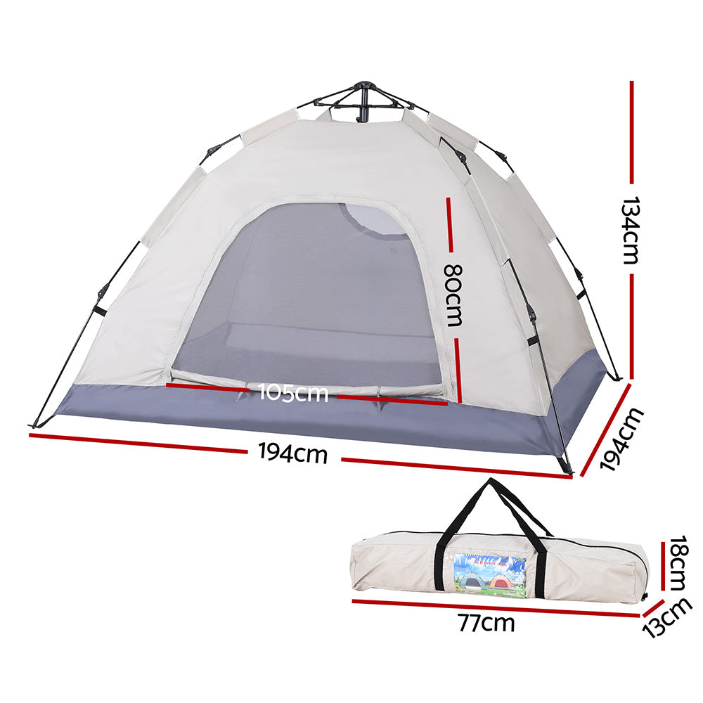 Weisshorn Camping Tent Instant Tent Pop up 2 Person Outdoor Hiking Tents Hiking Beige XFEL-TENT-210D-BE