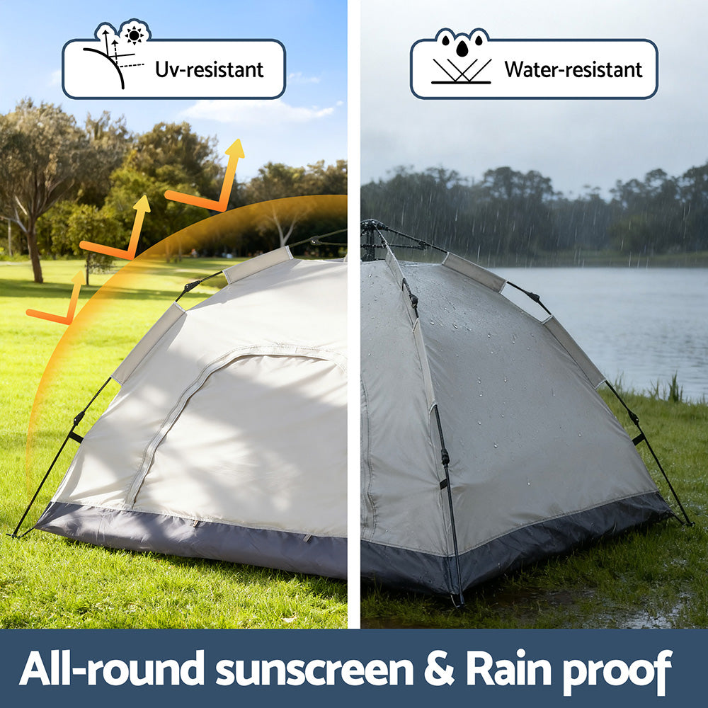 Weisshorn Camping Tent Instant Tent Pop up 2 Person Outdoor Hiking Tents Hiking Beige XFEL-TENT-210D-BE
