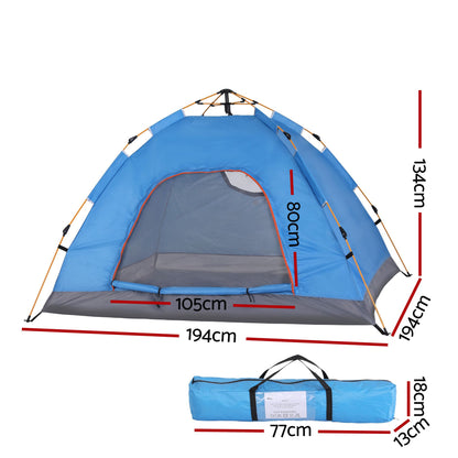 Weisshorn Camping Tent Instant Tent Pop up 2 Person Outdoor Hiking Tents Hiking Blue XFEL-TENT-210D-BU