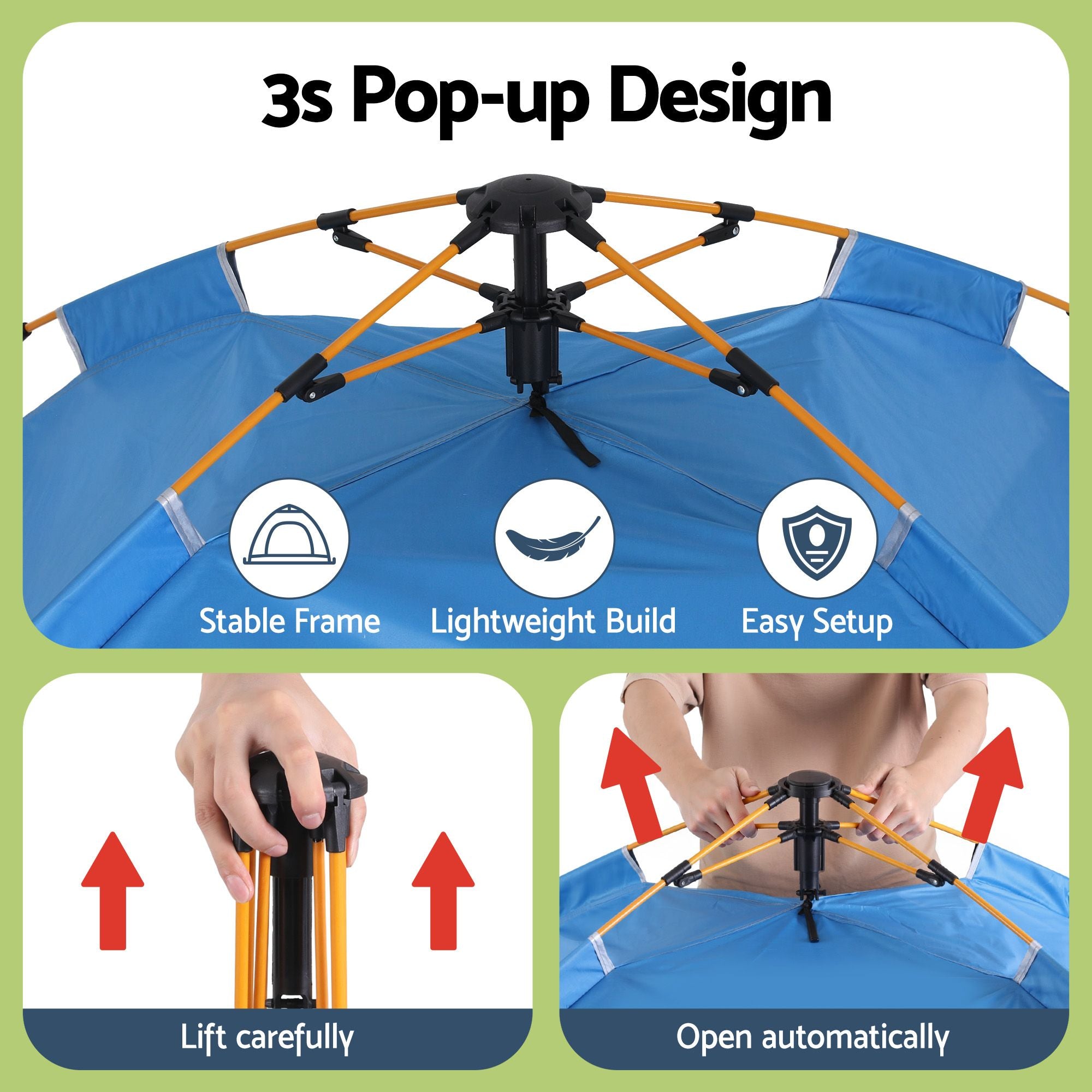 Weisshorn Camping Tent Instant Tent Pop up 2 Person Outdoor Hiking Tents Hiking Blue