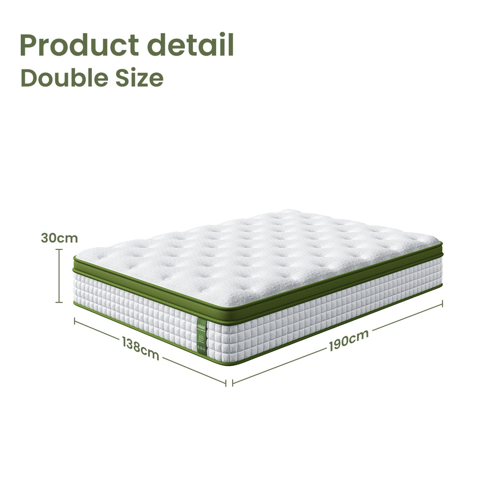 BedStory Double 30cm Hybrid Mattress Cooling Gel Memory Foam 5 Zone Pocket Spring Bed Temperature Regulating XFGH-MA-D-PC-30-D-WH