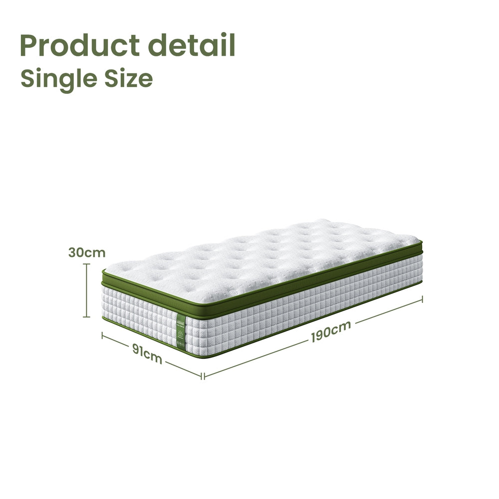 BedStory Single 30cm Hybrid Mattress Cooling Gel Memory Foam 5 Zone Pocket Spring Bed Temperature Regulating XFGH-MA-D-PC-30-S-WH