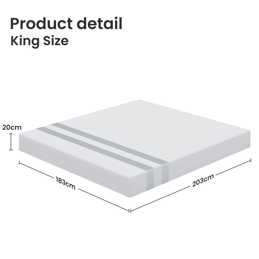 20cm King Reversible Gel Memory Foam Mattress BedStory Medium Soft & Firm XFGH-MA-G-MF-20-K-WH