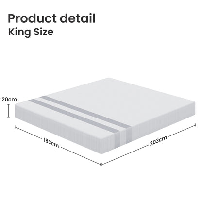 20cm King Reversible Gel Memory Foam Mattress BedStory Medium Soft & Firm XFGH-MA-G-MF-20-K-WH