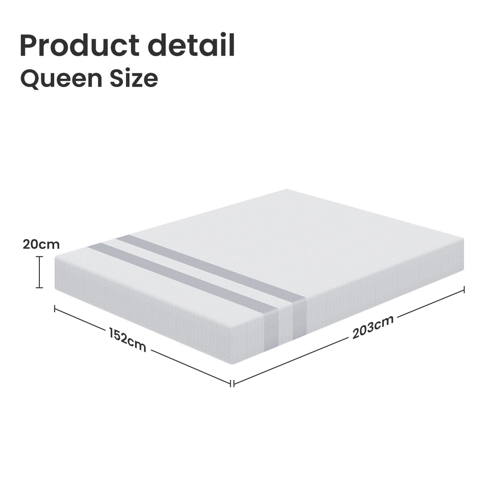 20cm Queen Reversible Gel Memory Foam Mattress BedStory Medium Soft & Firm XFGH-MA-G-MF-20-Q-WH