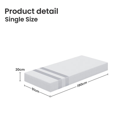 20cm Single Reversible Gel Memory Foam Mattress BedStory Medium Soft & Firm XFGH-MA-G-MF-20-S-WH