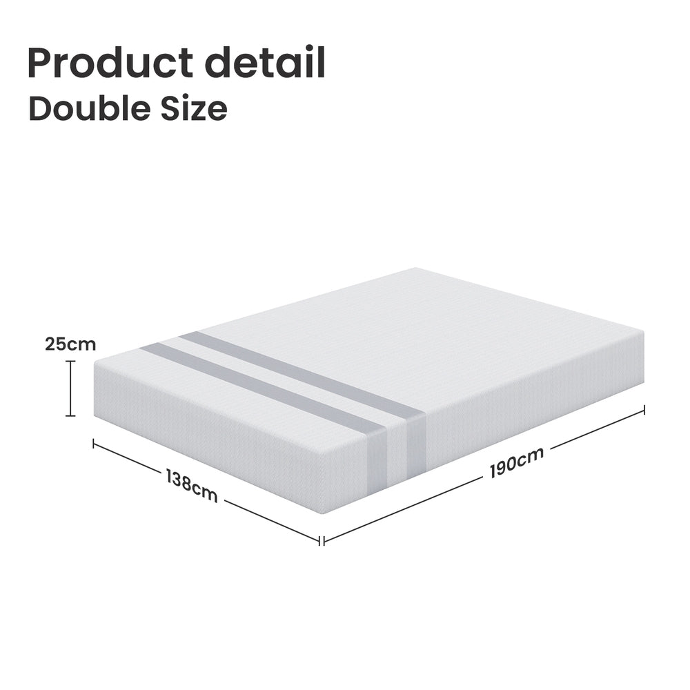 25cm Double Reversible Gel Memory Foam Mattress BedStory Medium & Firm XFGH-MA-H-MF-25-D-WH