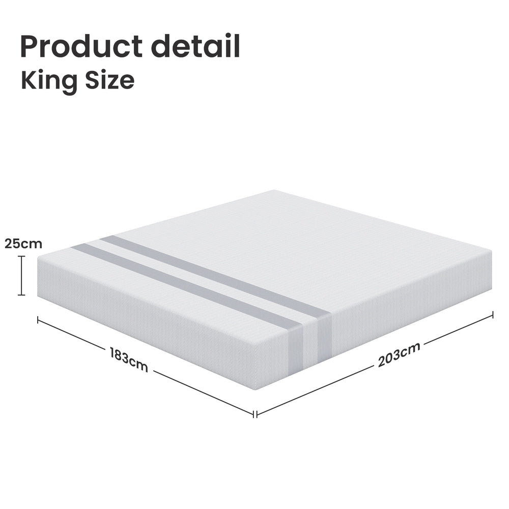 25cm King Reversible Gel Memory Foam Mattress BedStory Medium & Firm XFGH-MA-H-MF-25-K-WH
