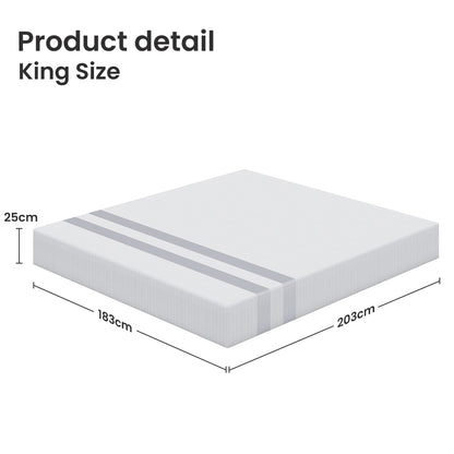 25cm King Reversible Gel Memory Foam Mattress BedStory Medium & Firm XFGH-MA-H-MF-25-K-WH