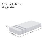 25cm Single Reversible Gel Memory Foam Mattress BedStory Medium & Firm XFGH-MA-H-MF-25-S-WH