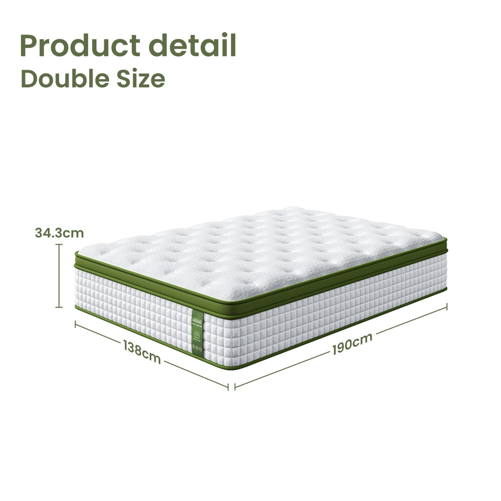 BedStory 34cm Double Latex Hybrid Mattress Medium Firm - 5 Zone Pocket Spring Bed for Pressure Relief Motion XFGH-MA-I-PC-34-D-GY