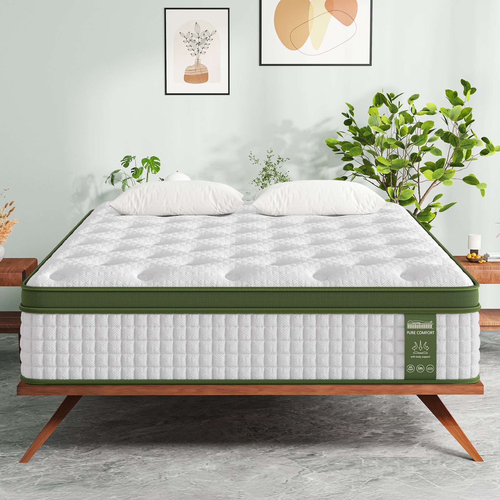 BedStory 34cm Double Latex Hybrid Mattress Medium Firm - 5 Zone Pocket Spring Bed for Pressure Relief Motion XFGH-MA-I-PC-34-D-GY