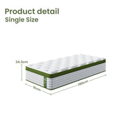 BedStory 34cm Single Latex Hybrid Mattress Medium Firm - 5 Zone Pocket Spring Bed for Pressure Relief Motion XFGH-MA-I-PC-34-S-GY