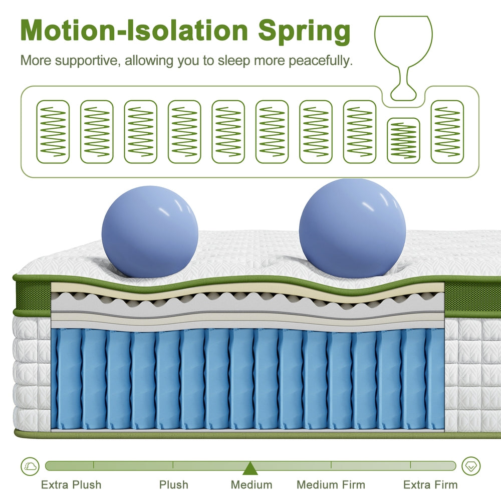 BedStory 34cm Single Latex Hybrid Mattress Medium Firm - 5 Zone Pocket Spring Bed for Pressure Relief Motion XFGH-MA-I-PC-34-S-GY