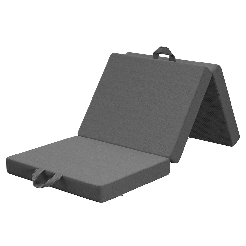 10cm Small King Single BedStory 3-Fold Mattress Folding Foam Bed Washable Cover, 190x80cm XFGH-MA-K-FD-10-SKS-GY
