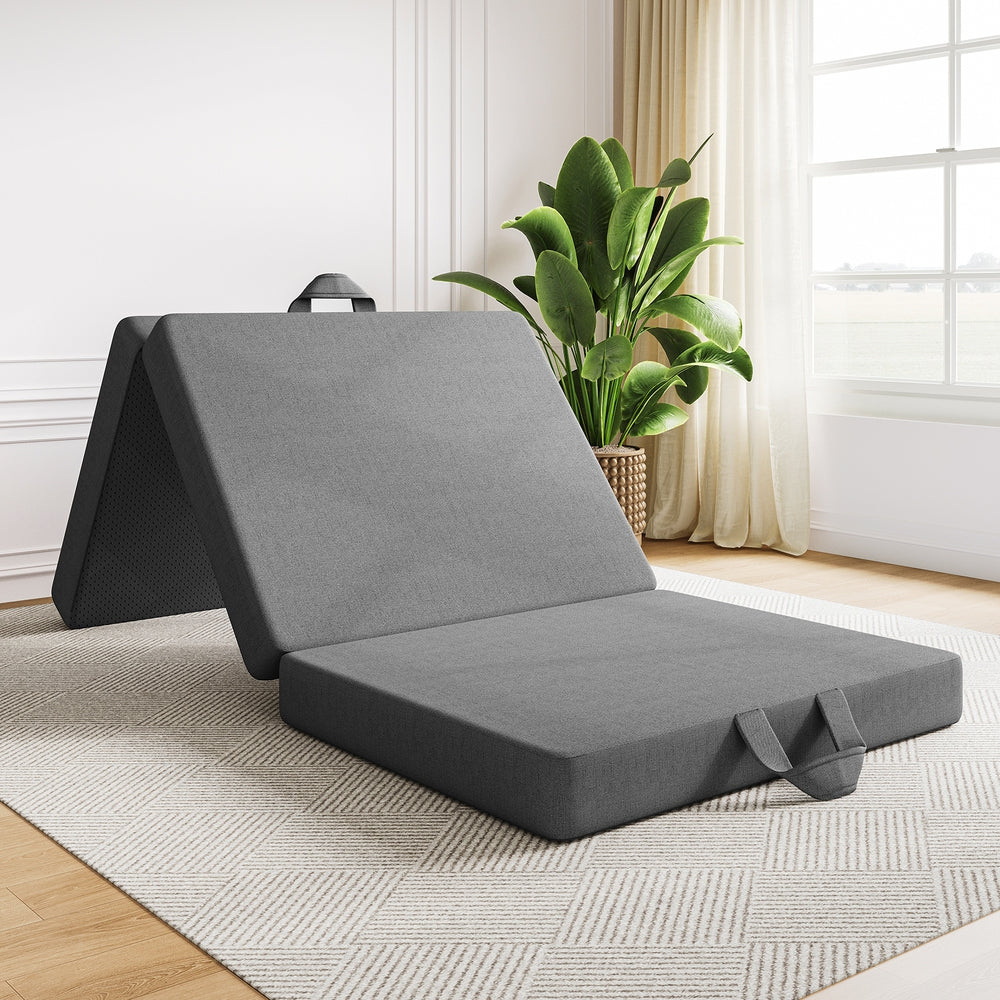 15cm Small Single BedStory 3-Fold Mattress Folding Foam Bed Washable Cover, 180x70cm XFGH-MA-L-FD-15-SS-GY